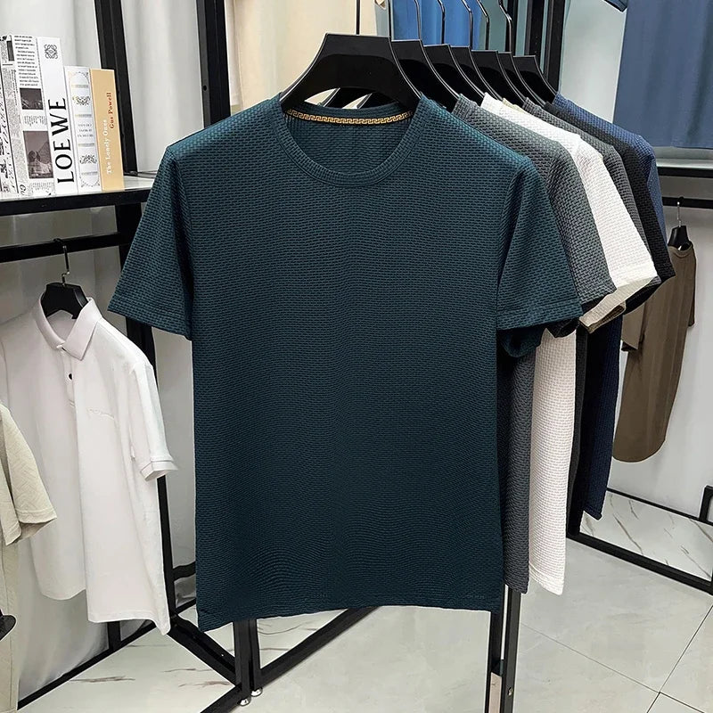 New Men's Casual and Fashionable Bone Flower Short Sleeved T-shirt