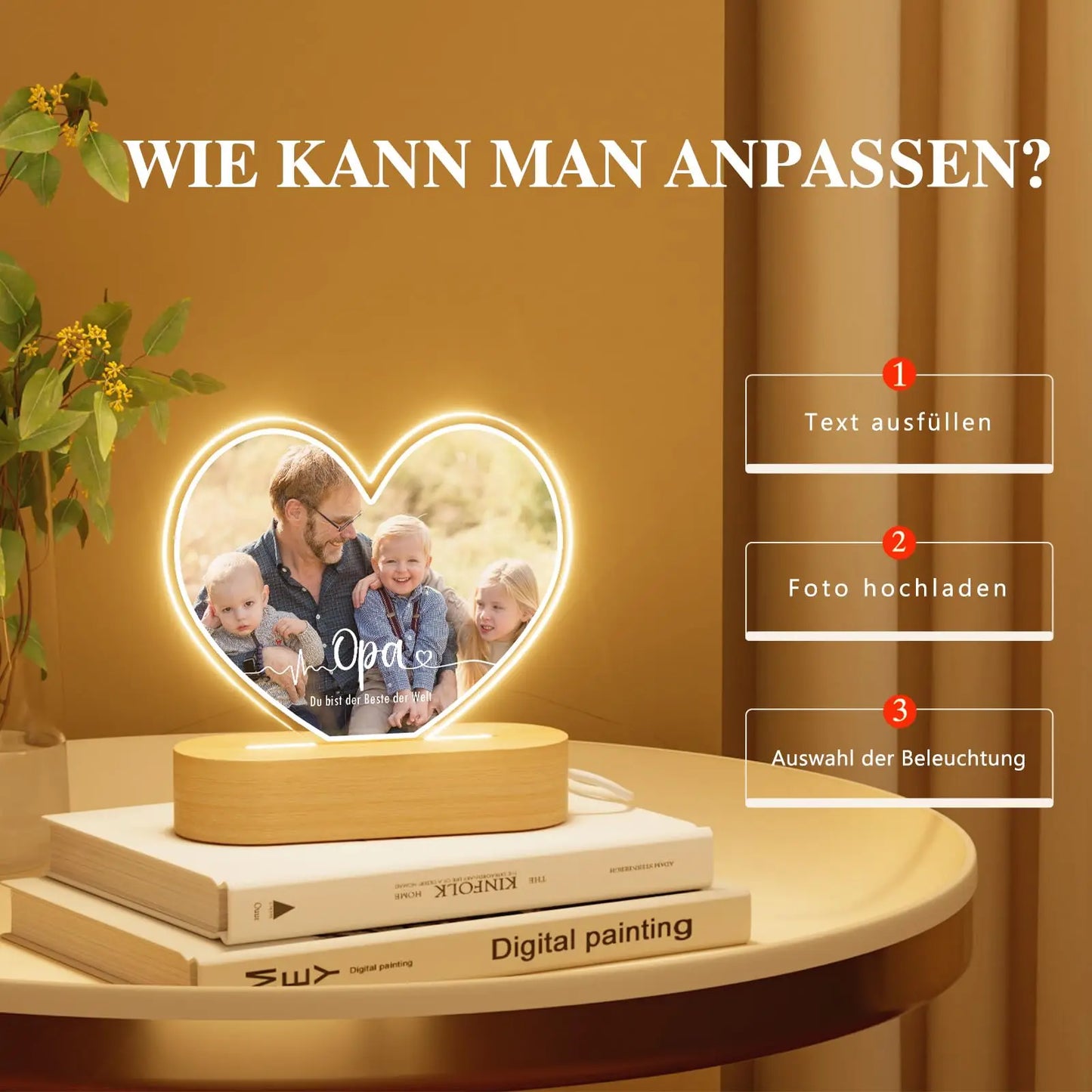 Personalized Family Picture Plaque Lamp Custom Name Text Couple Photo Acrylic Board Art Decor Romantic Anniversary Birthday Gift