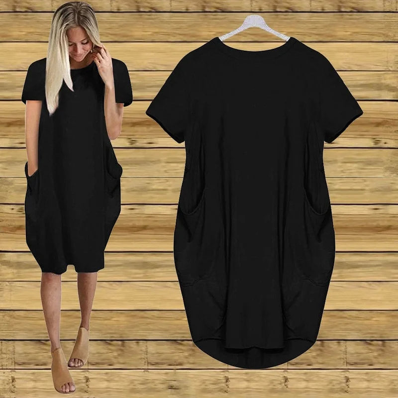 Short Sleeve O-Neck Loose Casual Dresses