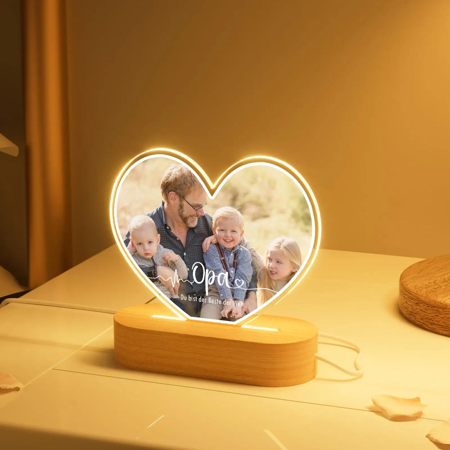 Personalized Family Picture Plaque Lamp Custom Name Text Couple Photo Acrylic Board Art Decor Romantic Anniversary Birthday Gift