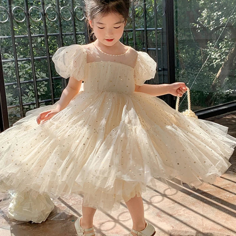 Summer Kids Girls' Dress Baby Temperament Princess Dress Cute Sweet Children's Dress Westernized Dreamy Yarn Dress