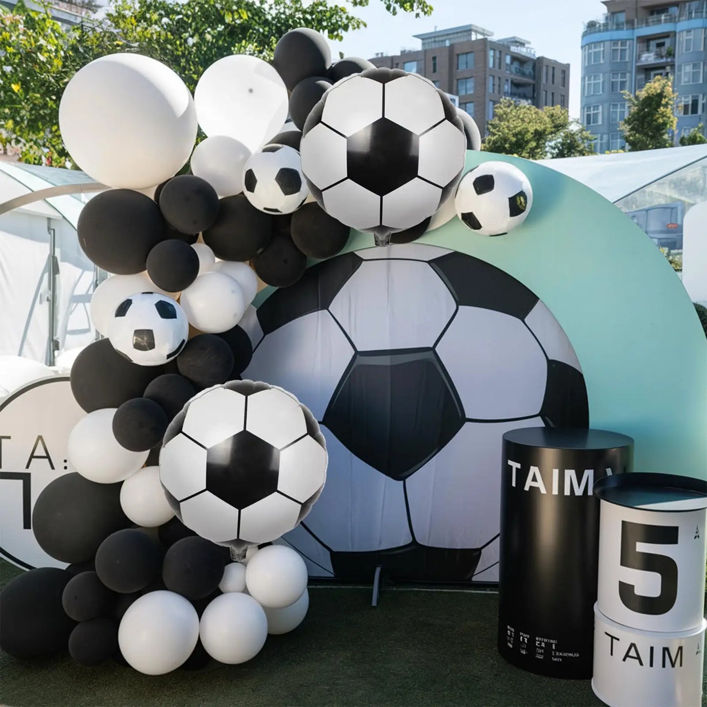 Football Theme Party Balloons Garland Arch Kit Black White 4D Soccer Ball Foil Balloon for Boy's Birthday Party Decoration