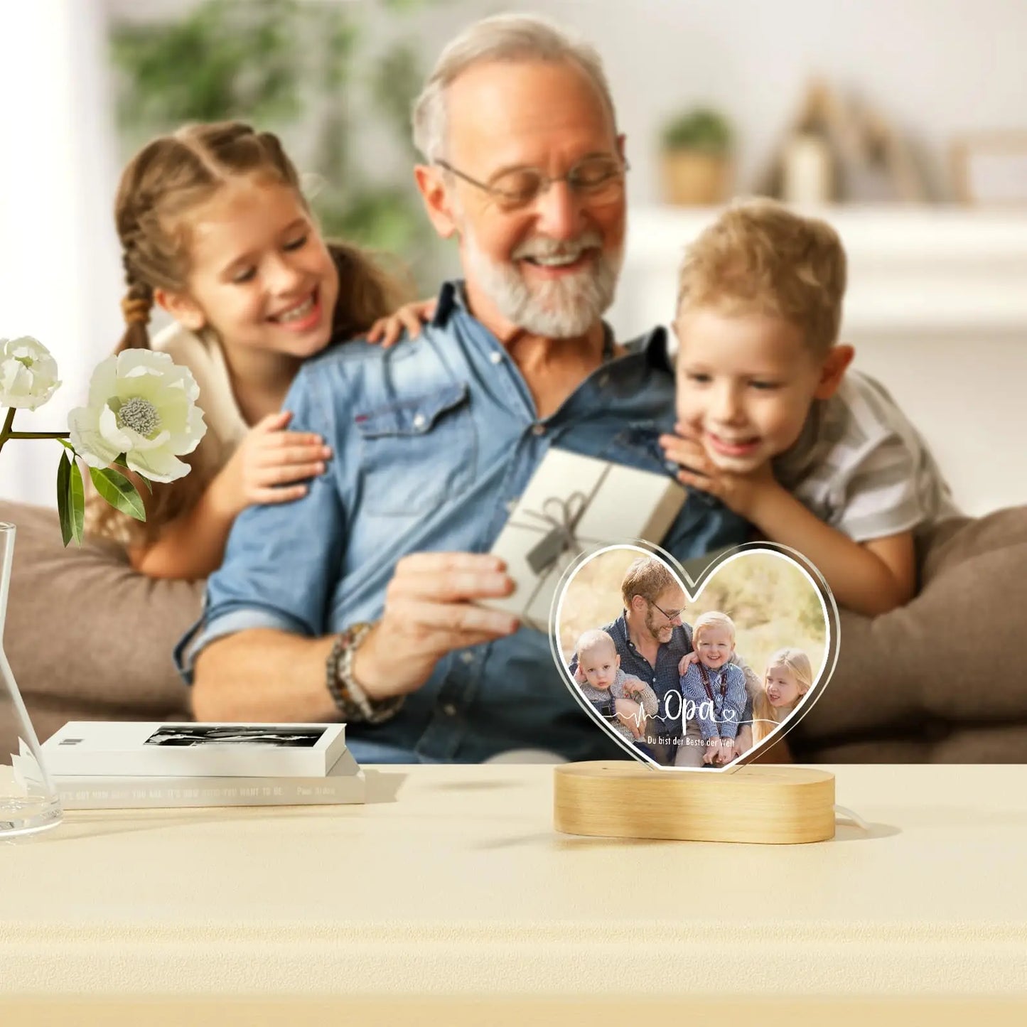 Personalized Family Picture Plaque Lamp Custom Name Text Couple Photo Acrylic Board Art Decor Romantic Anniversary Birthday Gift