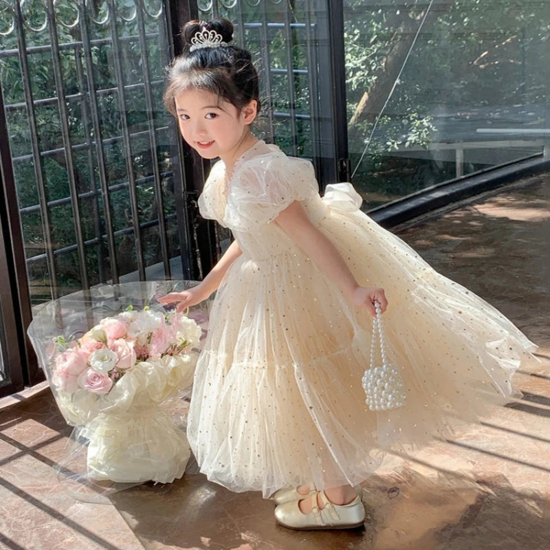 Summer Kids Girls' Dress Baby Temperament Princess Dress Cute Sweet Children's Dress Westernized Dreamy Yarn Dress