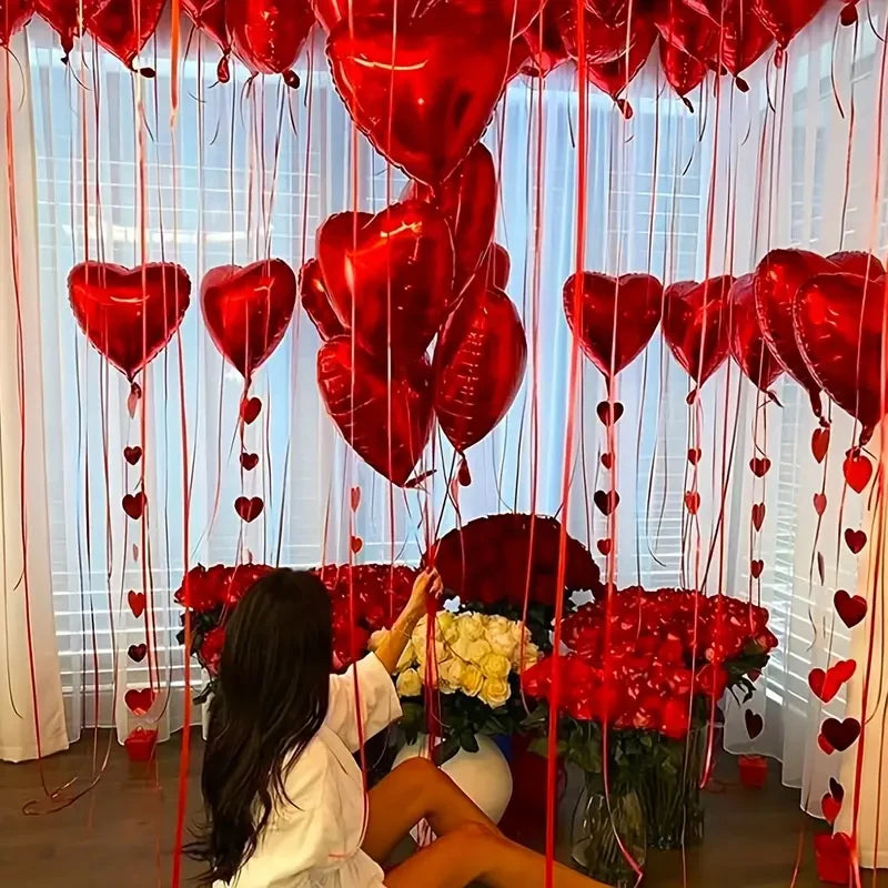 1Set Anniversary Decoration Foil Balloons Happy Anniversary Banner for Wedding Bridal Shower Valentine's Day Decoration Globos