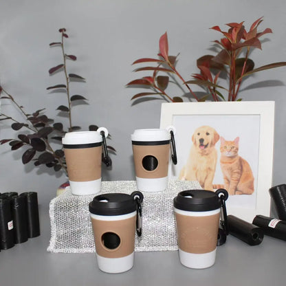 Portable Dog Poop Bag Holder Pet Waste Bag Dispenser for Dogs Outdoor Pet Trash Bags Dispenser Coffee Cup-shaped Dispenser
