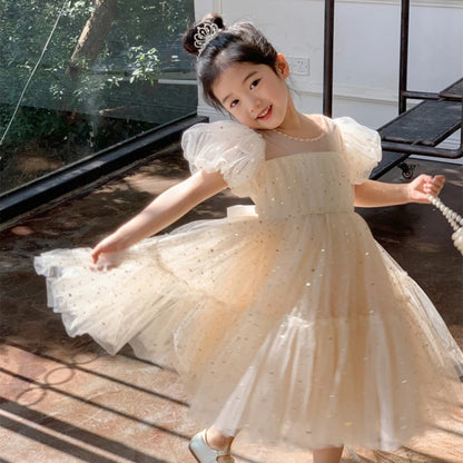 Summer Kids Girls' Dress  Baby Temperament Princess Dress Cute Sweet Children's Dress Westernized Dreamy Yarn Dress