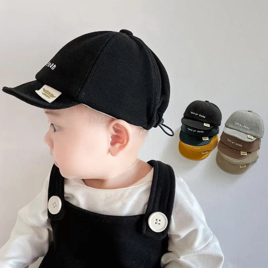 Solid Color Baby Baseball Cap Simple Letter Infant Peaked Hat Spring Autumn Adjustable Soft-brim Toddler Boy Girl Sun Hats