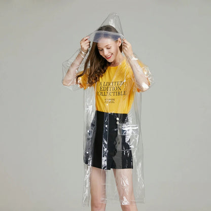 Reusable Transparent Raincoat Women Men Poncho With Hood Hiking Outdoors Fishing Raincoat EVA Plastic Waterproof Raincoats
