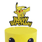 Pokemon Happy Birthday Acrylic Cake Topper Party Decoration Pikachu Cake Decor Flag Baby Shower