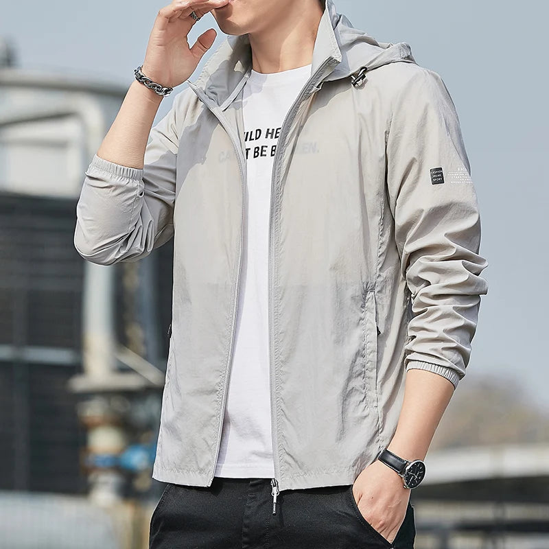 Summer Hooded Jacket Men Waterproof Sun Protection Clothing Fishing Hunting Clothes Quick Dry Skin Windbreaker