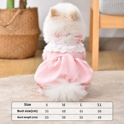 Summer Solid Color Cat Princess Dress Breathable Soft Cat Lace Skirt Elastic Thin Cat Dog Costume