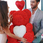 40cm Artificial Rose Heart Teddy Bear Handmade Bear of Roses For Women Valentine's Day Wedding Bithday Gift