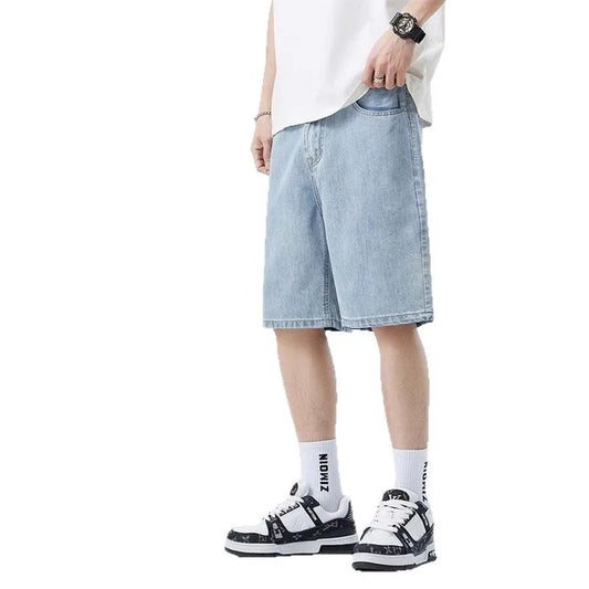 Summer men's seven inch jeans fashion design men's jeans slim fit straight leg short jeans casual loose wide leg denim shorts