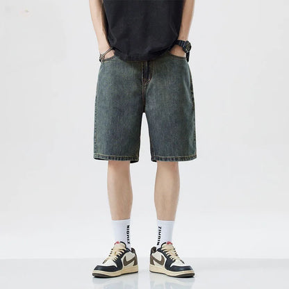 Summer men's seven inch jeans fashion design men's jeans slim fit straight leg short jeans casual loose wide leg denim shorts