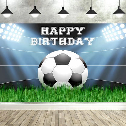Soccer Birthday Party Backdrop Football Field Photo Background Decorations Photo Booth Props Banner Curtains Stand Screen