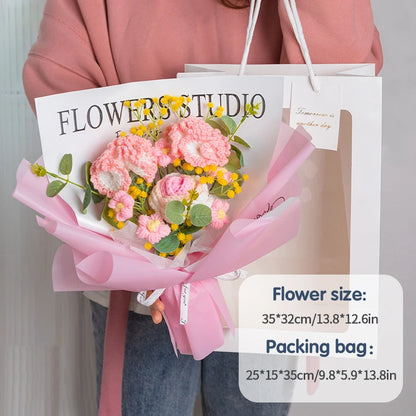 Graduation Bouquet 2025 Crochet Flowers Bouquet Knitted Flowers Artificial Flower Wedding Gift for Guests Valentine's Day Gift