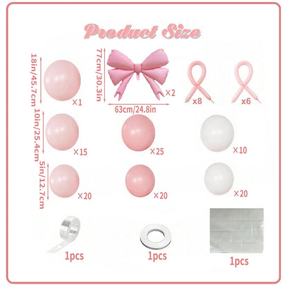 Birthday Balloons Decorations Bow Pink And White Balloon Arch Kit Suitable for Birthday, Wedding Decoration, Engagement Parties