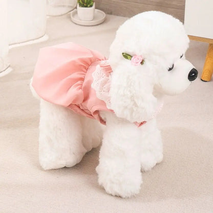 Summer Solid Color Cat Princess Dress Breathable Soft Cat Lace Skirt Elastic Thin Cat Dog Costume
