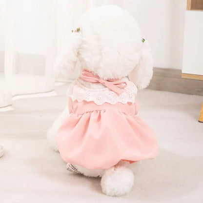 Summer Solid Color Cat Princess Dress Breathable Soft Cat Lace Skirt Elastic Thin Cat Dog Costume
