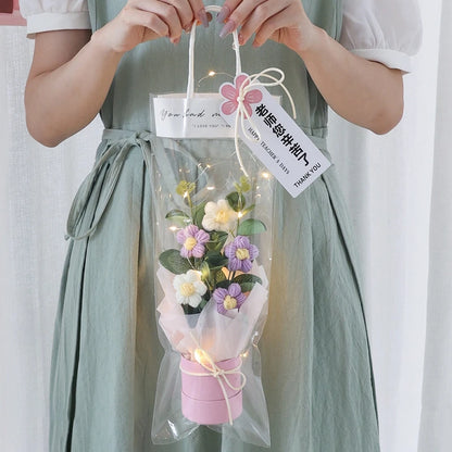 Graduation Bouquet 2025 Crochet Flowers Bouquet Knitted Flowers Artificial Flower Wedding Gift for Guests Valentine's Day Gift