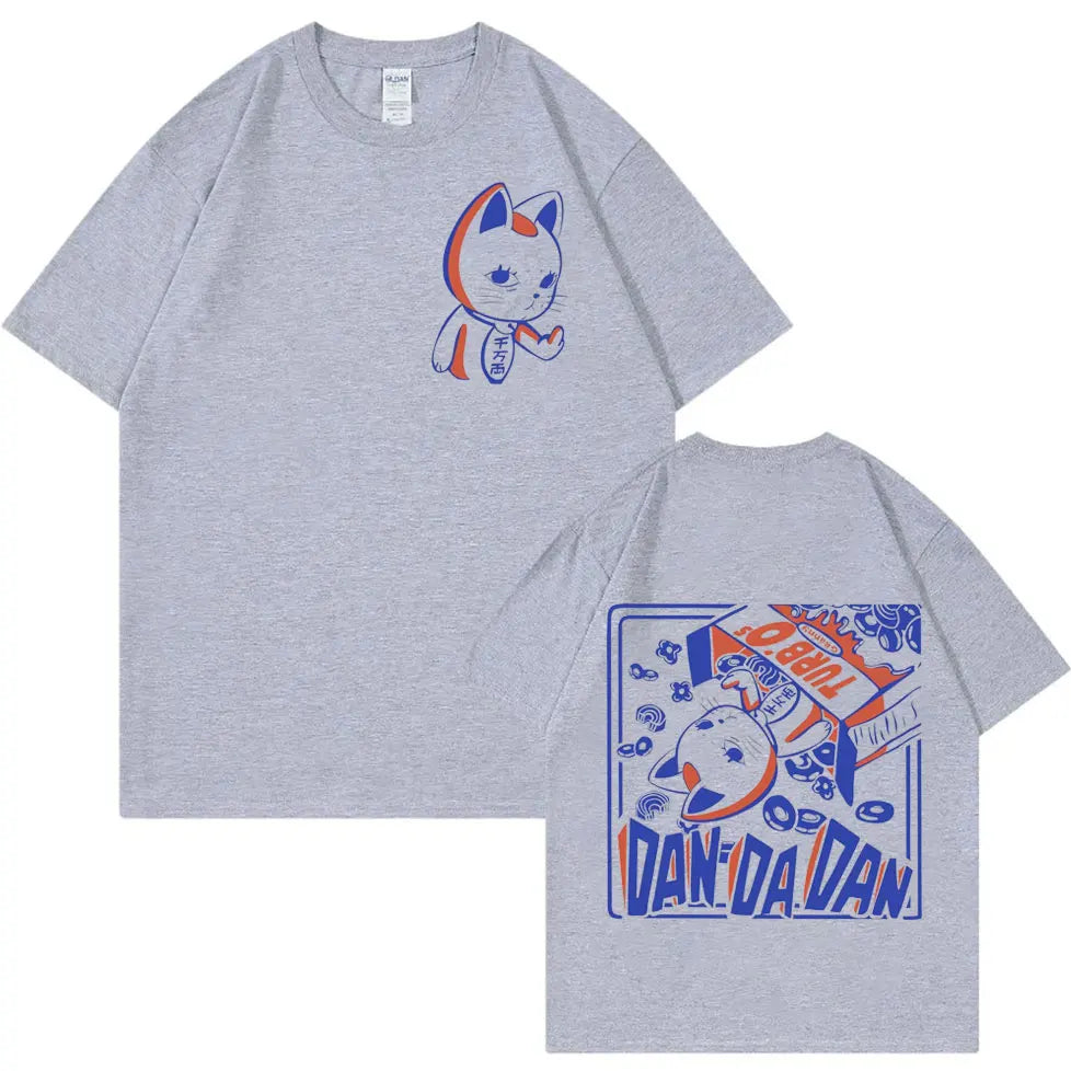 Japan Anime Dandadan Turbo Granny Cat Graphic T Shirt Fashion Cartoon Oversized T-shirt Men Women Vintage Casual Cotton T-shirts