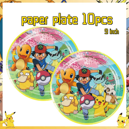 Pokemon Birthday Party Decor Pikachu Disposable Tableware Tablecloth Cup Plate Napkin Balloons Baby Shower Kids Party