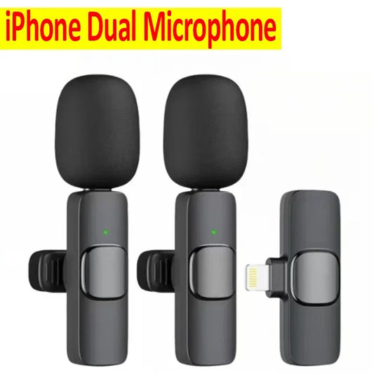 Wireless Lavalier Microphone Portable Audio Video Recording Mini Mic For iPhone Android Live Broadcast Gaming Receive With Phone