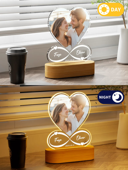 Personalized Anniversary Couples Gifts For Women And Men, Custom Acrylic Heart Picture Frame With Photo, Custom Acrylic Spotify