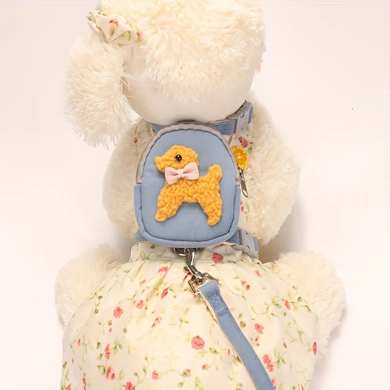 Soft Pet Vest with Backpack and Leash for Small and Medium Dogs - Perfect for Outdoor Adventures and Carrying Treats