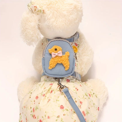Soft Pet Vest with Backpack and Leash for Small and Medium Dogs - Perfect for Outdoor Adventures and Carrying Treats