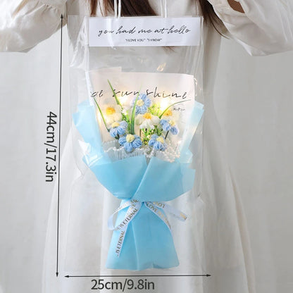Graduation Bouquet 2025 Crochet Flowers Bouquet Knitted Flowers Artificial Flower Wedding Gift for Guests Valentine's Day Gift