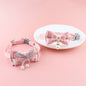 Pet Collar Pink Lace Bow Hanging Bead Cat Choker Bell Dog Cat