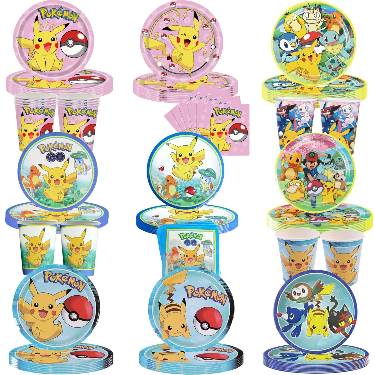 Pokemon Birthday Party Decor Pikachu Disposable Tableware Tablecloth Cup Plate Napkin Balloons Baby Shower Kids Party
