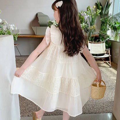 Children's Dress Summer 2024 New Girls Embroidery Princess Dress Clothing Sleeveless Baby Kids Simple Fashion Style Fairy Dress