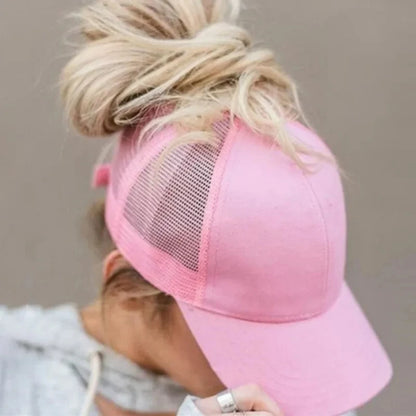 2025 New Ponytail Baseball Cap For Summer Women's Adjustable Black Hat Messy Cap Casual Cotton Girl Snapback Mesh Caps Casual