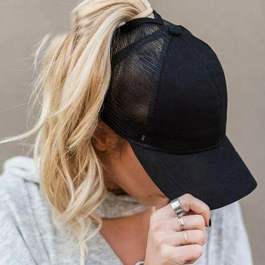 2025 New Ponytail Baseball Cap For Summer Women's Adjustable Black Hat Messy Cap Casual Cotton Girl Snapback Mesh Caps Casual