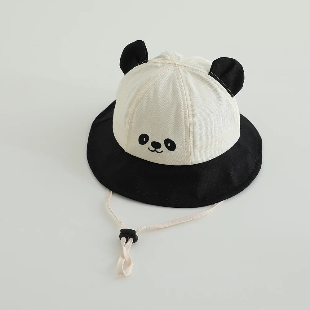 New Panama Summer Baby Bucket Hat for Boys Girls Cotton Cute Bear Toddler Sun Cap Children Beach Sun Hat Kids UV Protection Cap
