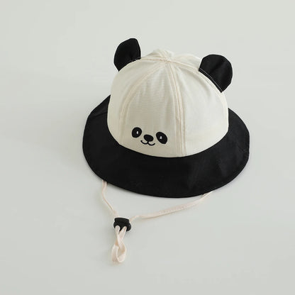 New Panama Summer Baby Bucket Hat for Boys Girls Cotton Cute Bear Toddler Sun Cap Children Beach Sun Hat Kids UV Protection Cap