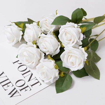 3/5/10/20pcs Roses Artificial Flowers Rose Flower Branch Artificial Red Roses Realistic Fake Rose for Wedding Home Decor