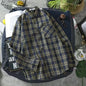 Long Sleeve Men's Shirt  with Pocket Plaid Male Top Luxury Button Aesthetic Sleeves