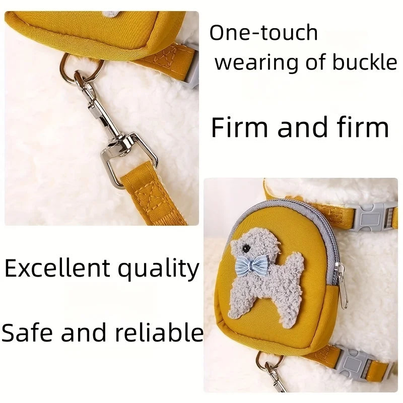 Soft Pet Vest with Backpack and Leash for Small and Medium Dogs - Perfect for Outdoor Adventures and Carrying Treats
