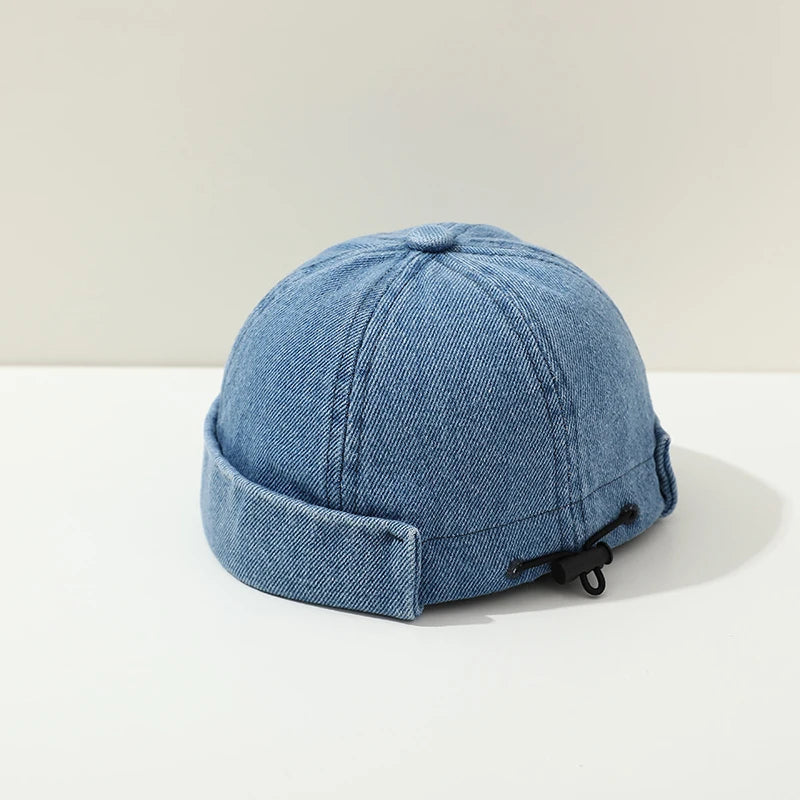 Washed Denim Baby Brimless Hat Retro Letter Embroidered Melon Cap for Infant Boy Girl Summer Adjustable Kids Docker Caps