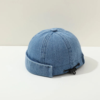 Washed Denim Baby Brimless Hat Retro Letter Embroidered Melon Cap for Infant Boy Girl Summer Adjustable Kids Docker Caps