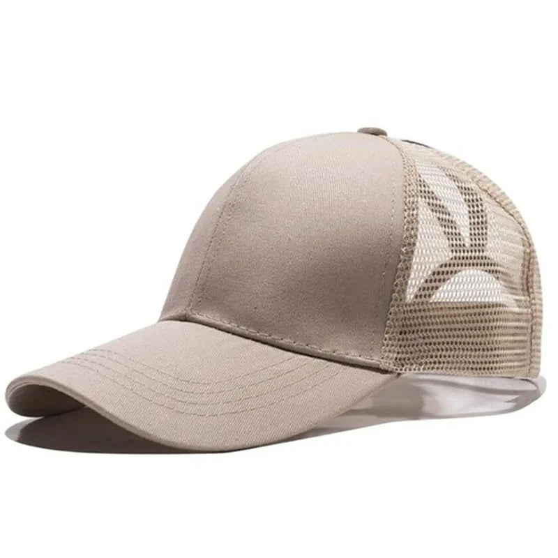 2025 New Ponytail Baseball Cap For Summer Women's Adjustable Black Hat Messy Cap Casual Cotton Girl Snapback Mesh Caps Casual