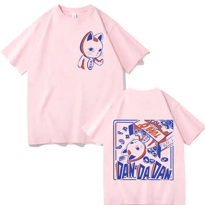 Japan Anime Dandadan Turbo Granny Cat Graphic T Shirt Fashion Cartoon Oversized T-shirt Men Women Vintage Casual Cotton T-shirts
