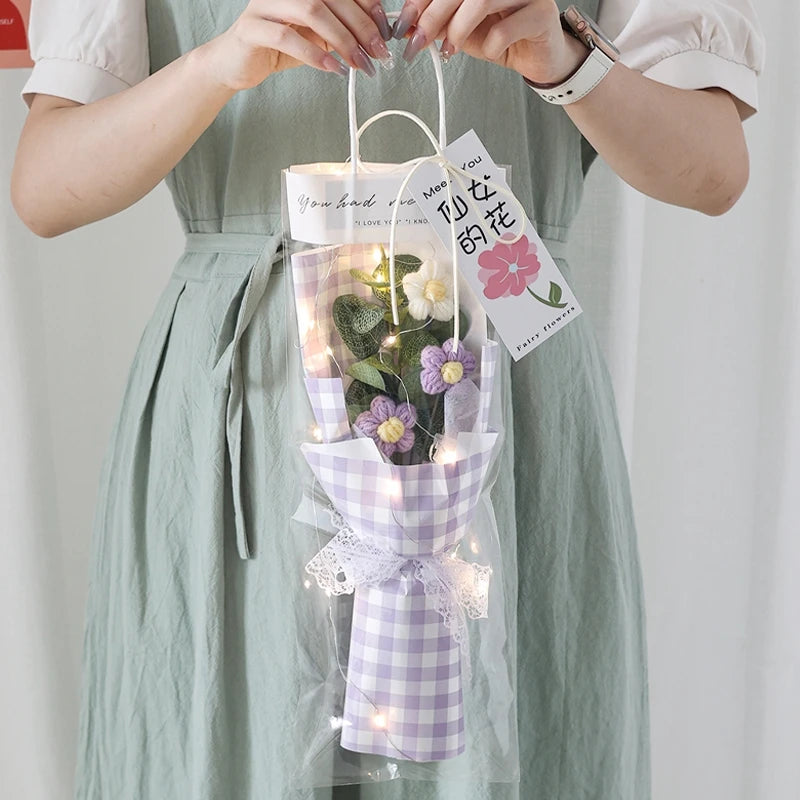 Graduation Bouquet 2025 Crochet Flowers Bouquet Knitted Flowers Artificial Flower Wedding Gift for Guests Valentine's Day Gift
