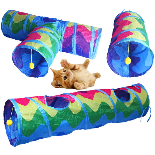 Cat Tunnel Tube Foldable Cat Toys Kitty Training Interactive Fun Toy Tunnel Bored for Puppy Kitten