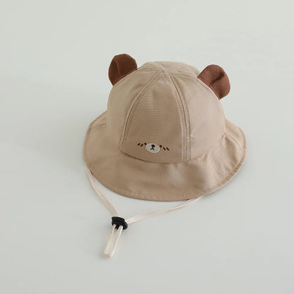New Panama Summer Baby Bucket Hat for Boys Girls Cotton Cute Bear Toddler Sun Cap Children Beach Sun Hat Kids UV Protection Cap