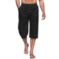 Cross border hot selling men's capris casual lightweight capris drawstring elastic waist